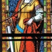 NÁRODNÁ BANKA SLOVENSKA - MÚZEUM MINCÍ A MEDAILÍ KREMNICA: Sv. Katarína, detail vitráže